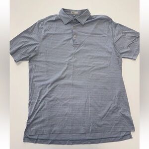 Peter Millar Polo Shirt Mens XL Blue Pink Stripe Pebble Beach Golf Links Cotton